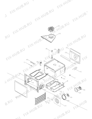 Взрыв-схема плиты (духовки) Aeg 6130V-MA - Схема узла H10 Main Oven Cavity (large)